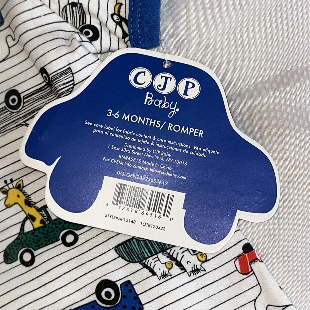 3 to 6 month Baby Boy Romper‎ Giraffe Elephant One Piece Outfit NWT